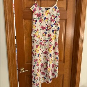 Banana Republic Asymmetrical Floral Dress - White, Pink, Yellow